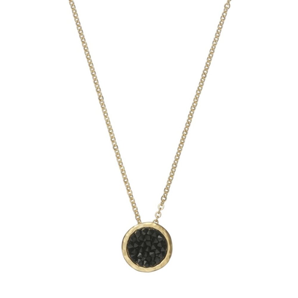 Gold Plate and Crystal Rock Necklace
